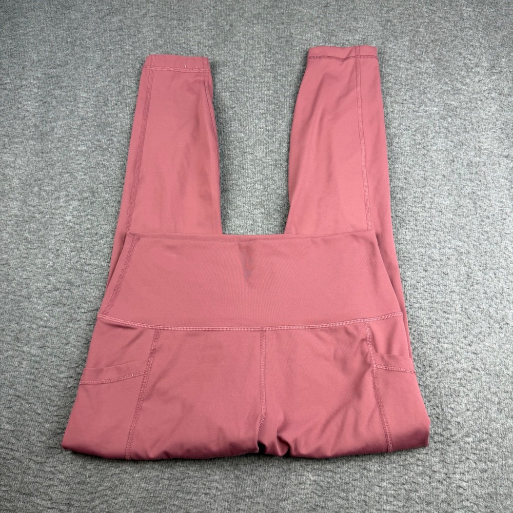 90 Degree by Reflex Leggings Womens Large Pink High Rise Side Pockets Activewear